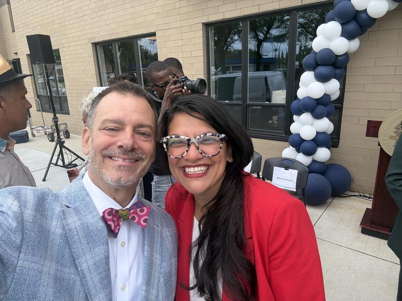 Christopher Laurent with a guest at a project opening in Detroit