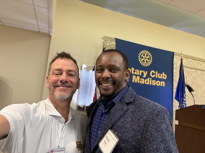 Christopher Laurent with a fellow member at the Rotary Club of Madison