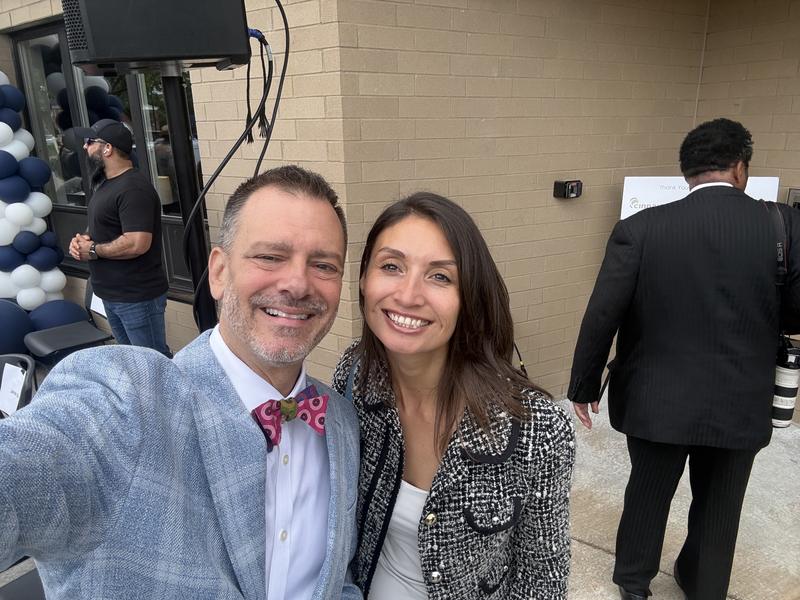 Christopher Laurent with a guest at a project opening in Detroit